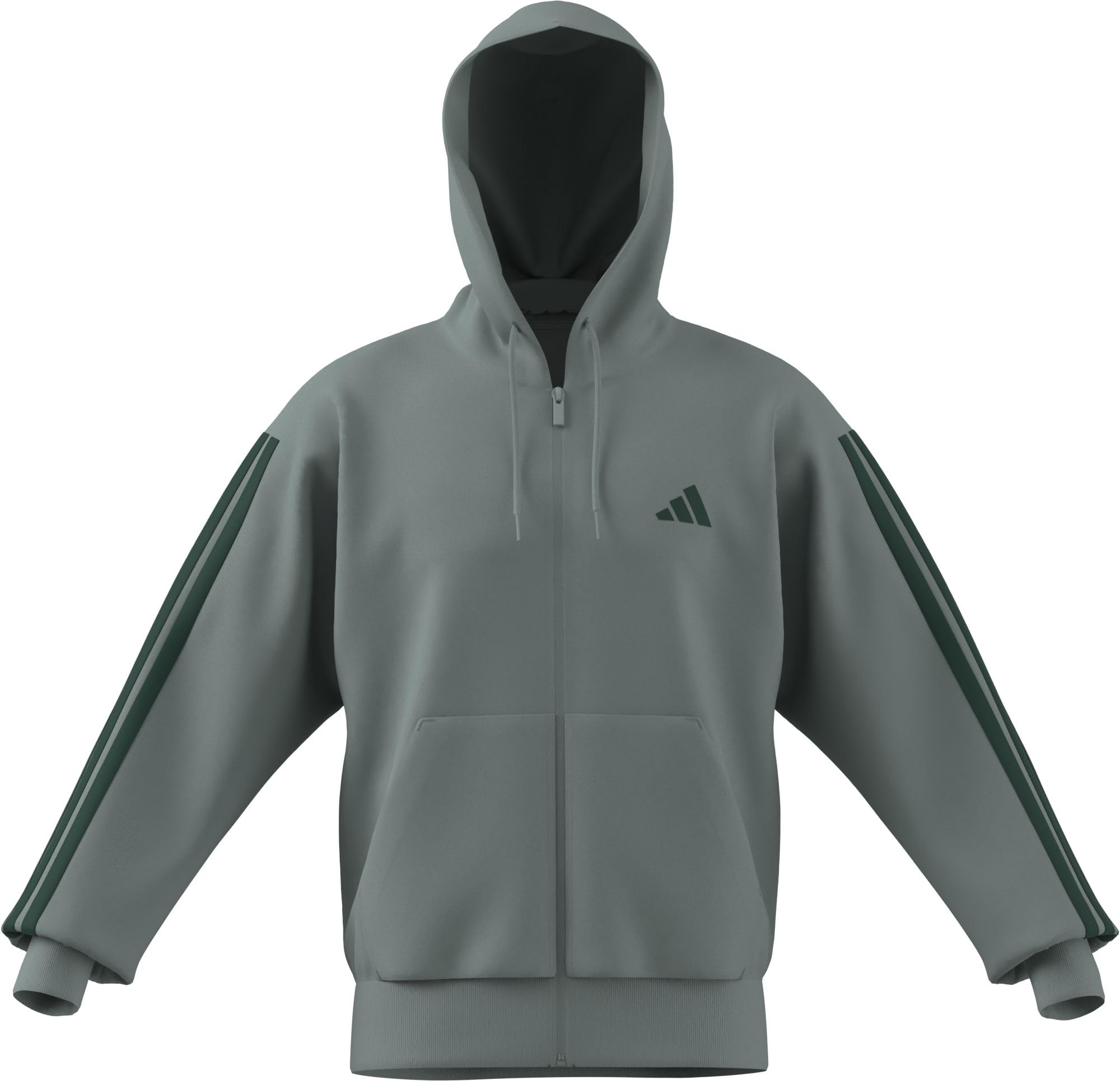 adidas Herren Essential Three Stripes Fleece Zipper Hoodie, Wonder Sage/Collegiate Green, 3XL Tall