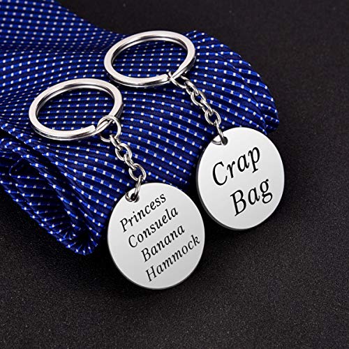 Friend Gift Princess Consuela Banana Hammock & Crap Bag Couples Funny Keychain Set For Boyfriend And Girlfriend - Friends Tv Show Quote - Central Perk - His And Her Anniversary Present 2Pcs #TOP2