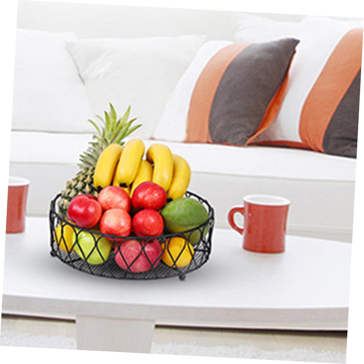 SECFOU Large Fruit Basket with Banana Hangers Metal Produce Holder for Kitchen Counter Space-saving Storage for Fruits and Vegetables Sturdy Design for Daily Use