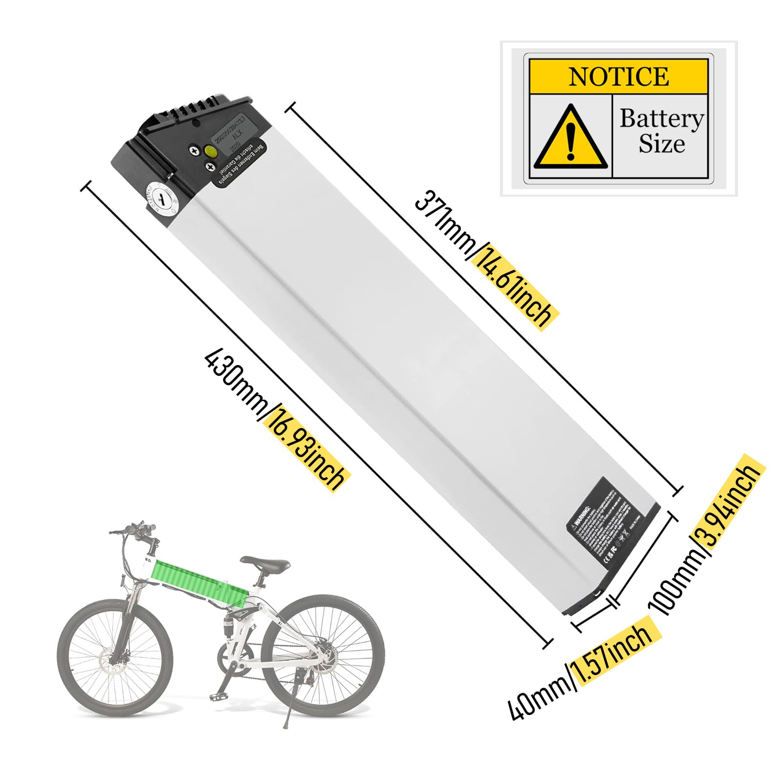 Xinsey 48V Składany rower elektryczny 10,4 Ah 12,8 Ah 14Ah do ENGWE i Samebike LO26 20LVXD i innych rowerów elektrycznych 200w-1000w Ebike Silnik z BMS i ładowarką (48V14Ah)