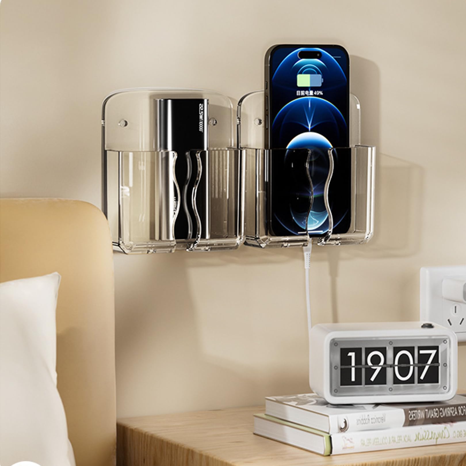 YueJieSelected 2 Stück Handy Wandhalterung mit Klebstoff, Wandhalterung für Smartphones, Universal, Wandmontage, Acryl, Hand Free, Ideal für Schlafzimmer, Badezimmer, Küchen, Wohnmobile