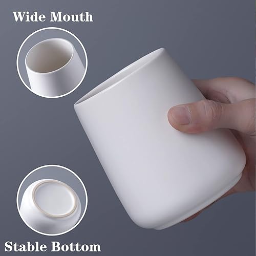 Miniatura 2 de Soporte para cepillos de dientes blanco para baño, soporte de cerámica para cepillos de dientes, taza de cepillo de dientes y organizador de pasta