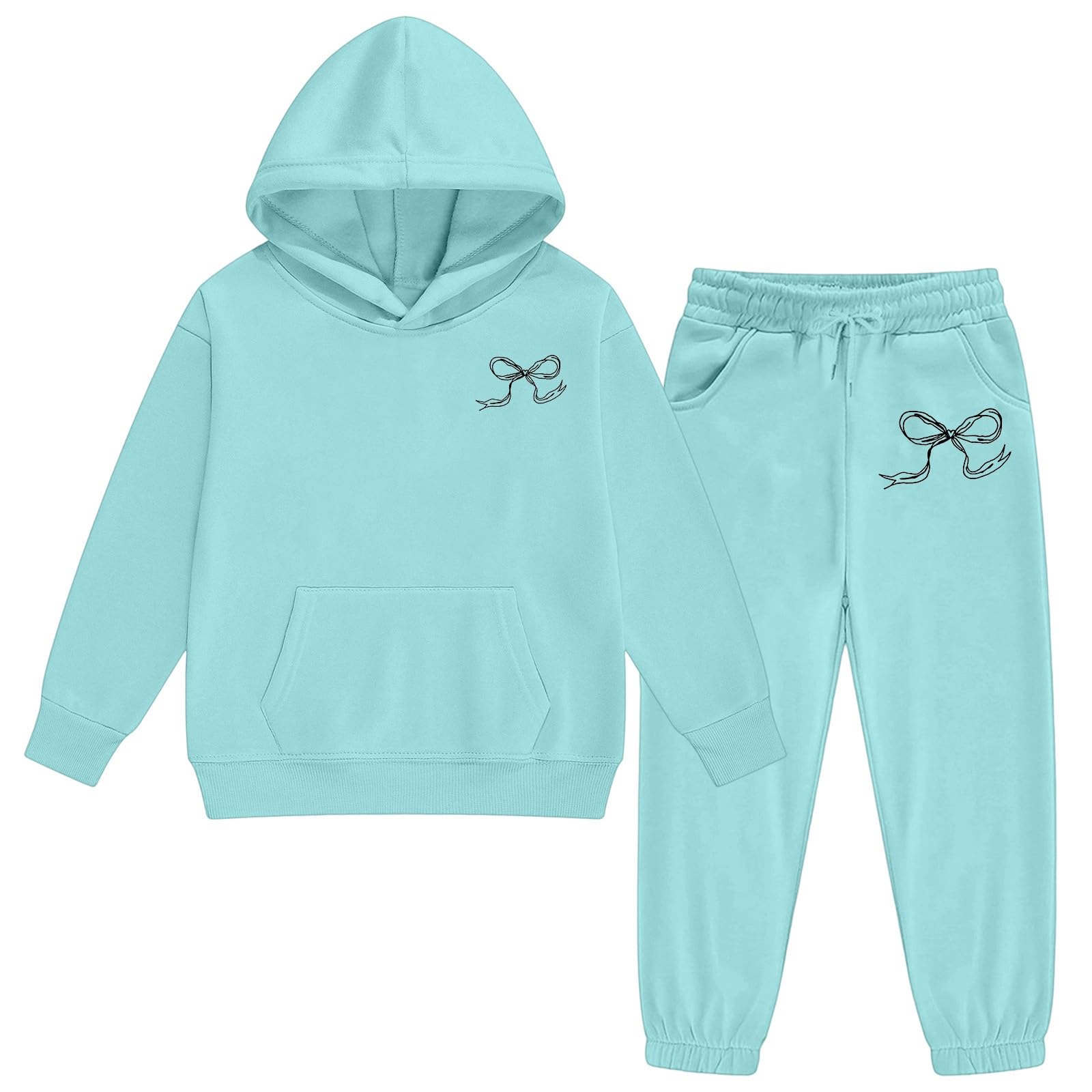 Tenue Fille, Décontractée 2 Pièces Pour Filles, Sweat À Capuche Et Pantalon Imprimés Lettres, Confortable Au Quotidien, Mode Avec Bas, Style Urbain Pour Tout-pe, Grande Taille Disponible