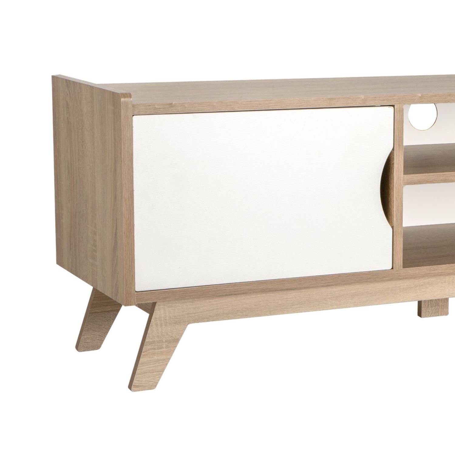 Mueble TV Salon Mesa para TV Color Roble Sonoma y Blanco 150 x 40 x 50 cm. Apolo