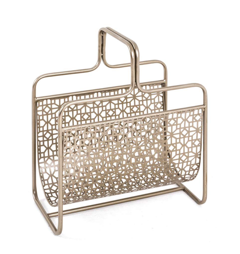HAKU Zeitungsständer gold weiß Zeitungsablage Zeitschriftenkorb Pineapple Metall mit Ananas Lochmuster - Maße： B 35 x H 26 x T 10 cm, Style： Modern