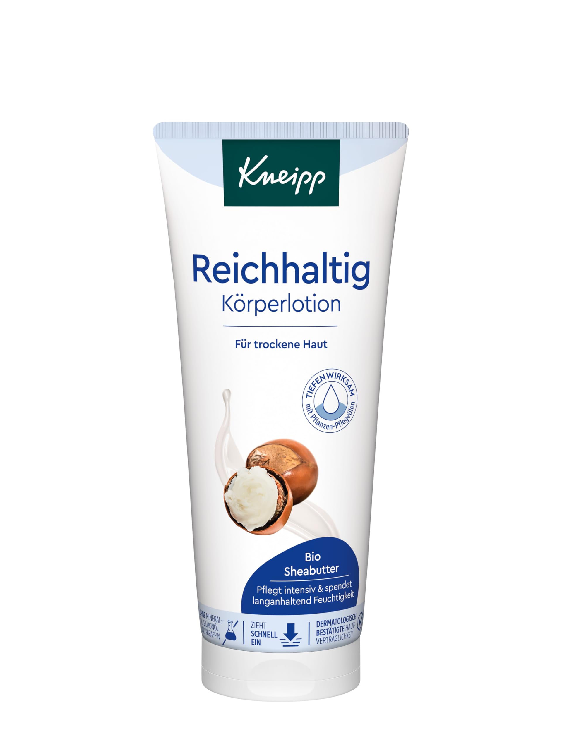 Kneipp Reichhaltig Körperlotion - Für trockene Haut - Mit Bio Sheabutter - Zieht schnell ein - 200ml