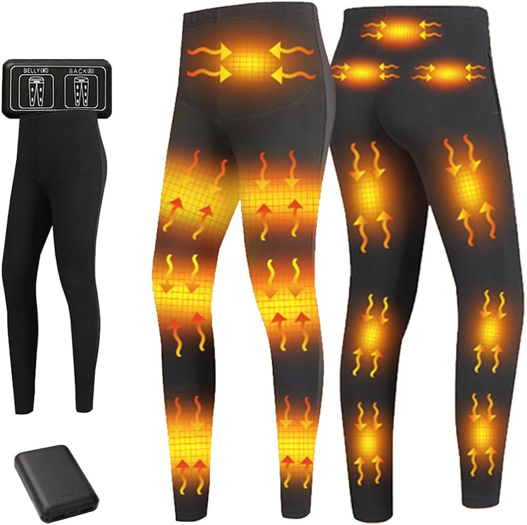 Heated Underwear Pants 16 Heating Zones Dual-Control Switch Washable Winter Warm Bottom for Moto Hunting Ski