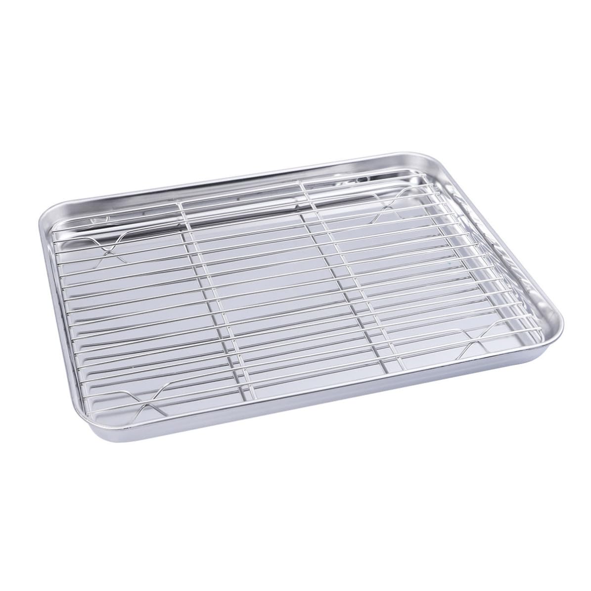 2piezas Bandeja de Acero Inoxidable con Rejilla de Enfriamiento para Hornear Pasteles y Galletas Uso Hogar y Restaurante