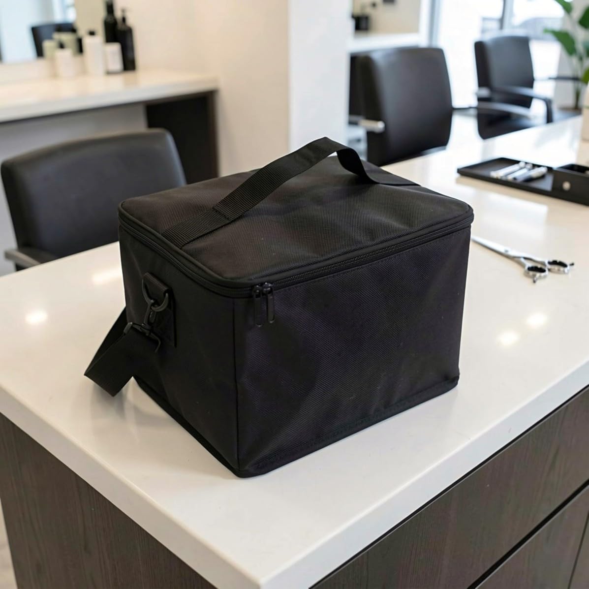 ABOOFAN Borsa per Parrucchiere Pieghevole, Organizer Nero