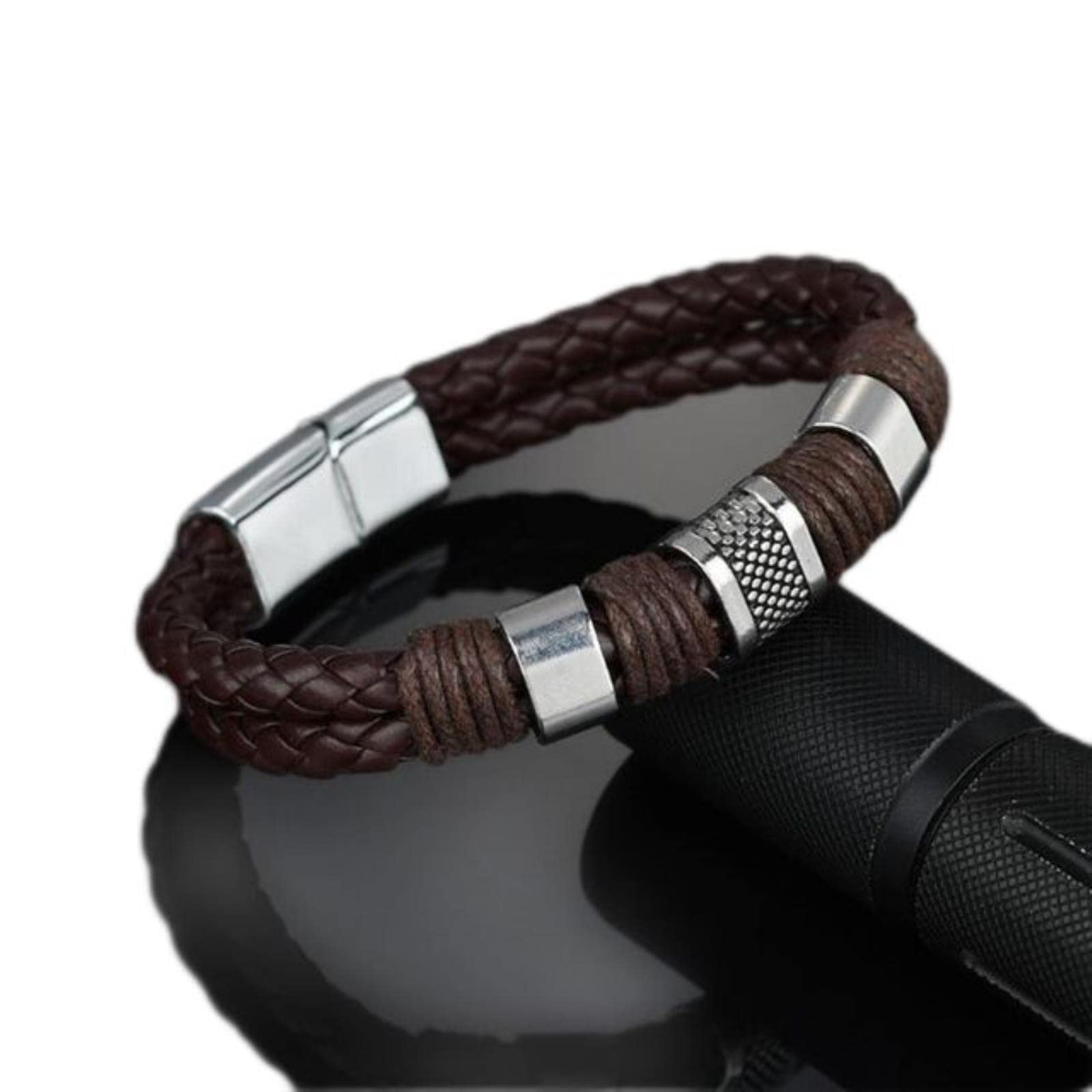 Wszjln Men's Style 2 Punk Black Brown Leather Bracelet Jewelry Multilayer Wrap Woven Fashion Handmade Bracelets Bangles Wo