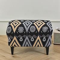 Vista 32 de Funda elástica otomana rectangular para taburete, funda de elastano estampada para reposapiés, protector antideslizante para reposapiés, con parte #1