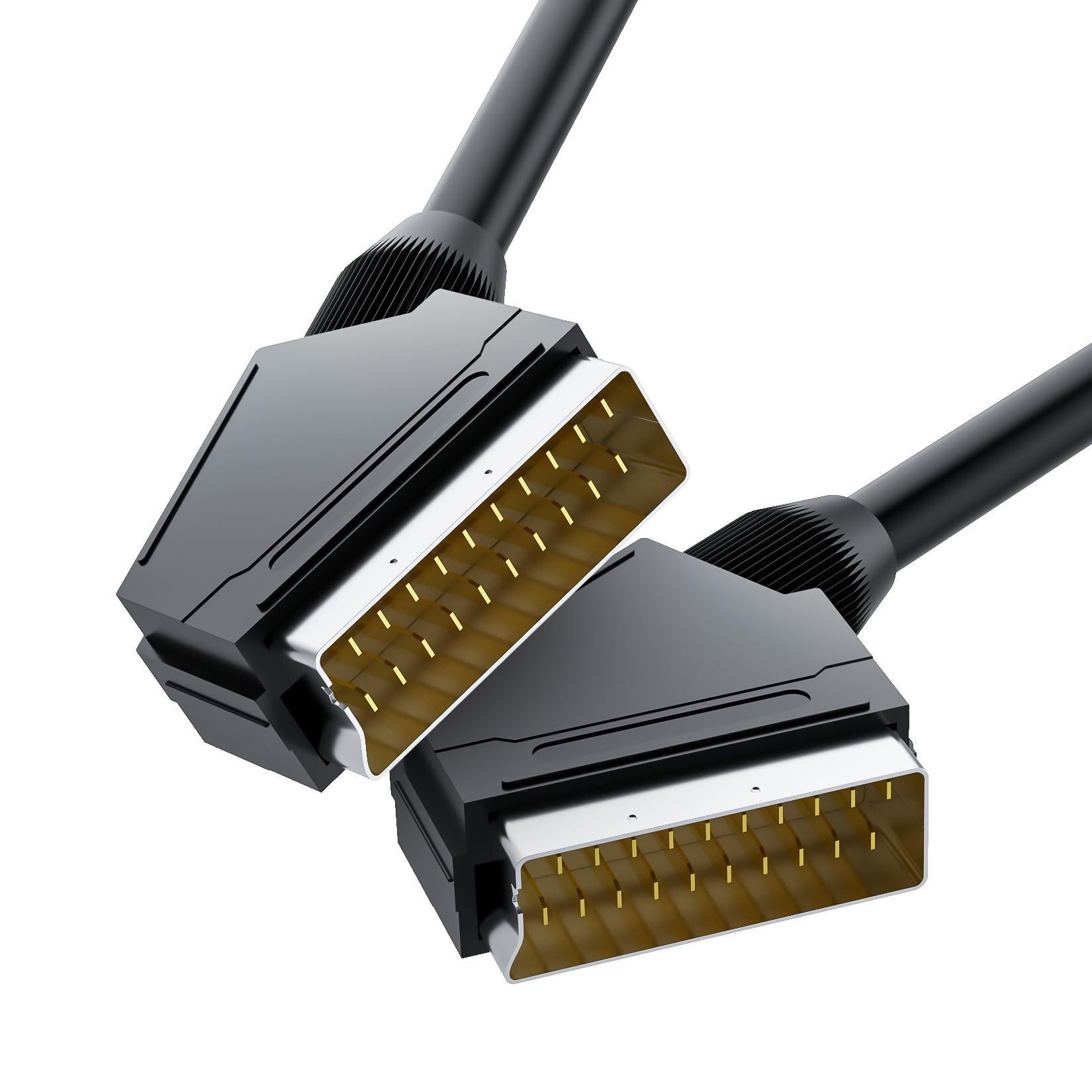 BolAAzuL Câble Péritel RVB, Prise Peritel True 21 Broches, Cable Fiche Péritel HD Composite RVB pour TV Enregistreur Lecteur DVD Magnétoscope STB, Long Euro Cable Scart vers Scart AV, 3M Noir