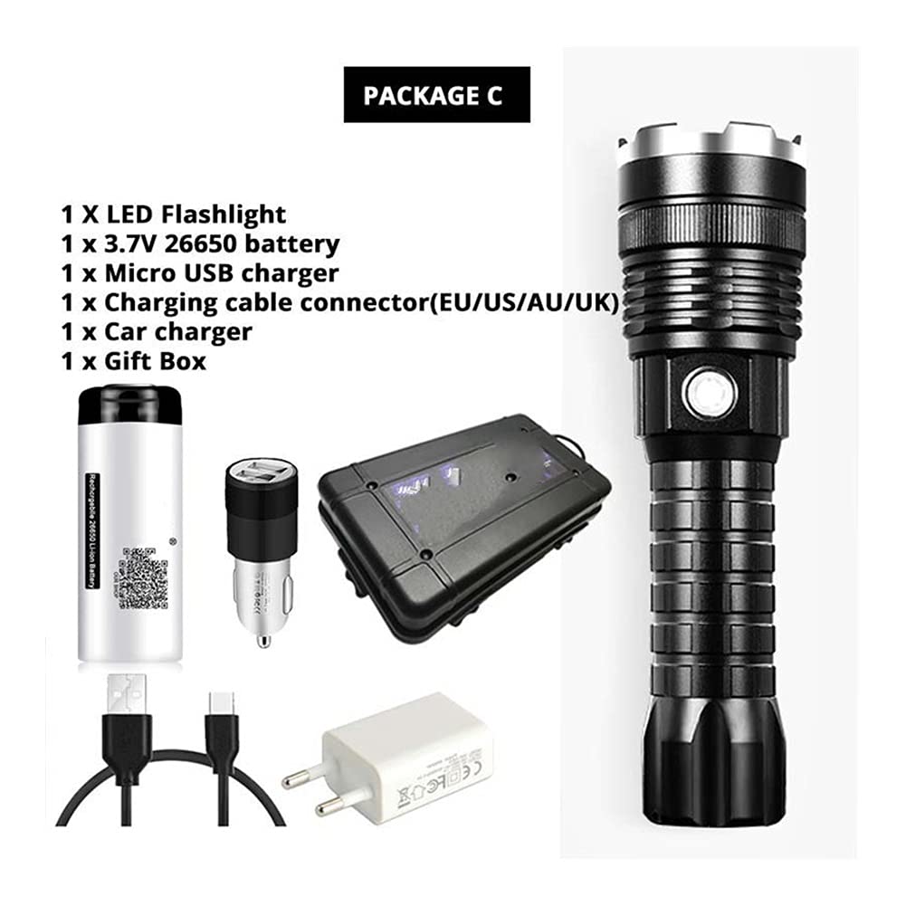 String Lights Latarka LED XHP50 Zoomable Tactical Torch Akumulatorowa wodoodporna lampa Ultra Bright Lantern by 26650 Battery Festival Lighting (kolor: 2)