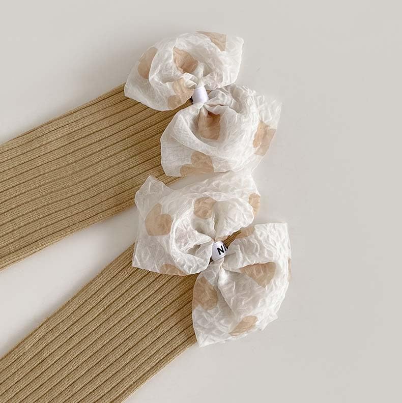 Knee High Socks for Girls, Cotton Toddler Long Stockings Princess Dress Bow Stockings 2-7 Years, 3 Pairs2