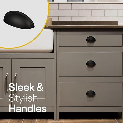 Miniatura 7 de Manijas negras para gabinete, tiradores de cajón de media luna para armarios de cocina, cajones y armarios, tiradores y manijas de tocador de 3