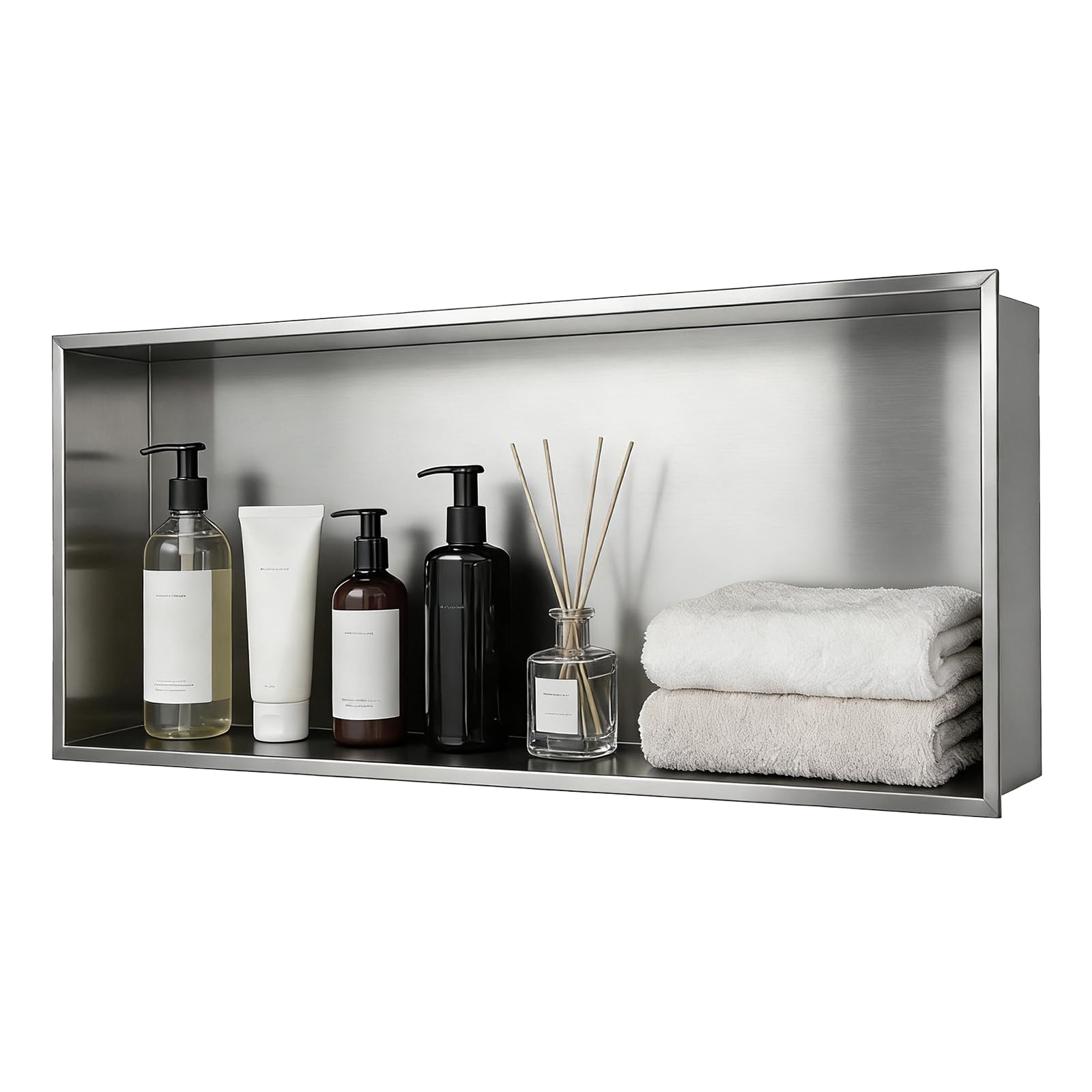 OUGPIU Shower Niche,304 Stainless Steel Embedded Bathroom Niche,Single Layer 70.5x30.5x12.5cm Wet Room Alcove Recess,No Tile Needed,Sealed Waterproof for Home Improvement,Bathroom Renovation
