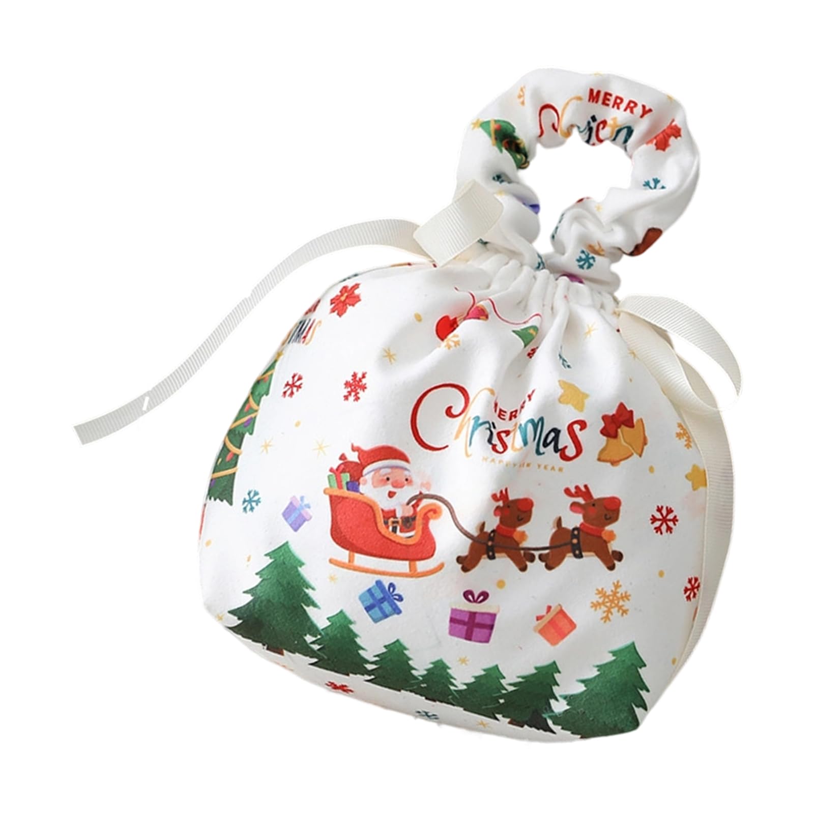 KAQNTUD Festival Santa Themed Fruits Candy Storage Bag Decorative Multipurpose Bags for Home Office Christmas Decorations Office Christmas Decorations