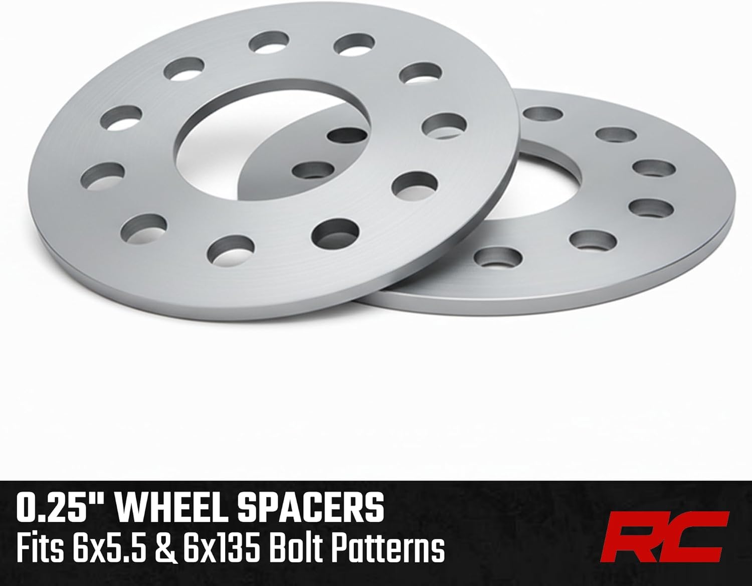 Rough Country 0.25 Inch Wheel Spacers for Chevy/Ford/GMC/Ram 1500 - Fits 6 x 135mm and 6 x 5.5" Bolt Pattern, Corrosion Resistant, 2-Pack