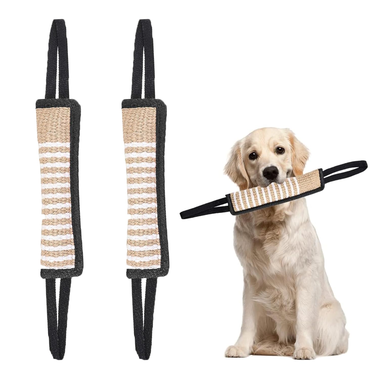 Kalsey 2 Stück Beisswurst Für Hunde, Zerrspielzeug Für Hund Unzerstörbar, Jute Zerrspielzeug, Hund Wurfspielzeug Mit 2 Griff, Hunde Beißkissen, für Training Zubeh, 30cm Länge (A)