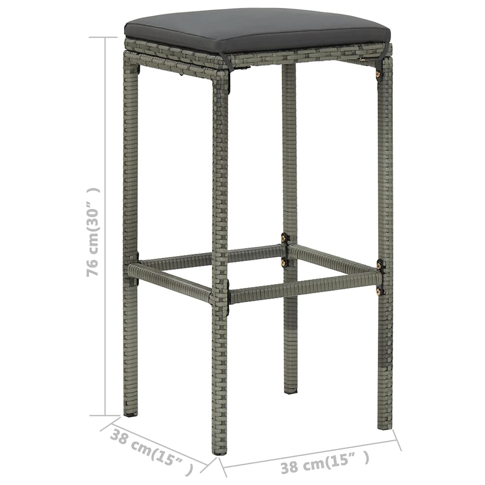 Gecheer Set da Bar da Giardino 7 pz con Cuscini in Polyrattan Grigio,Set da Balcone,Tavolo Alto, Set di Tavolo e Sgabelli da Bar,Tavolo con Sedie Alto