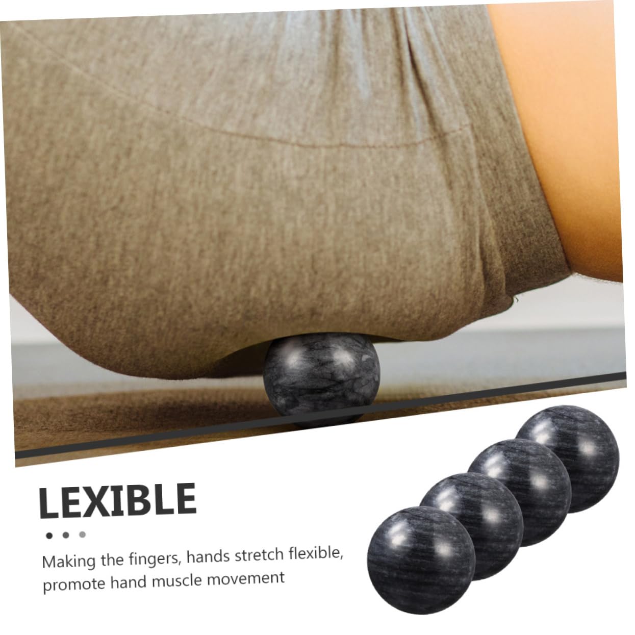Healeved 4 Sätze Den Ball Drehen Bälle Für Yoga-bälle Doppelmassage Übungsbälle Wasserbälle Silberne Kugeln Erdnuss-massagerolle Sensorische Bälle Stein Black 4 Stücke * 4