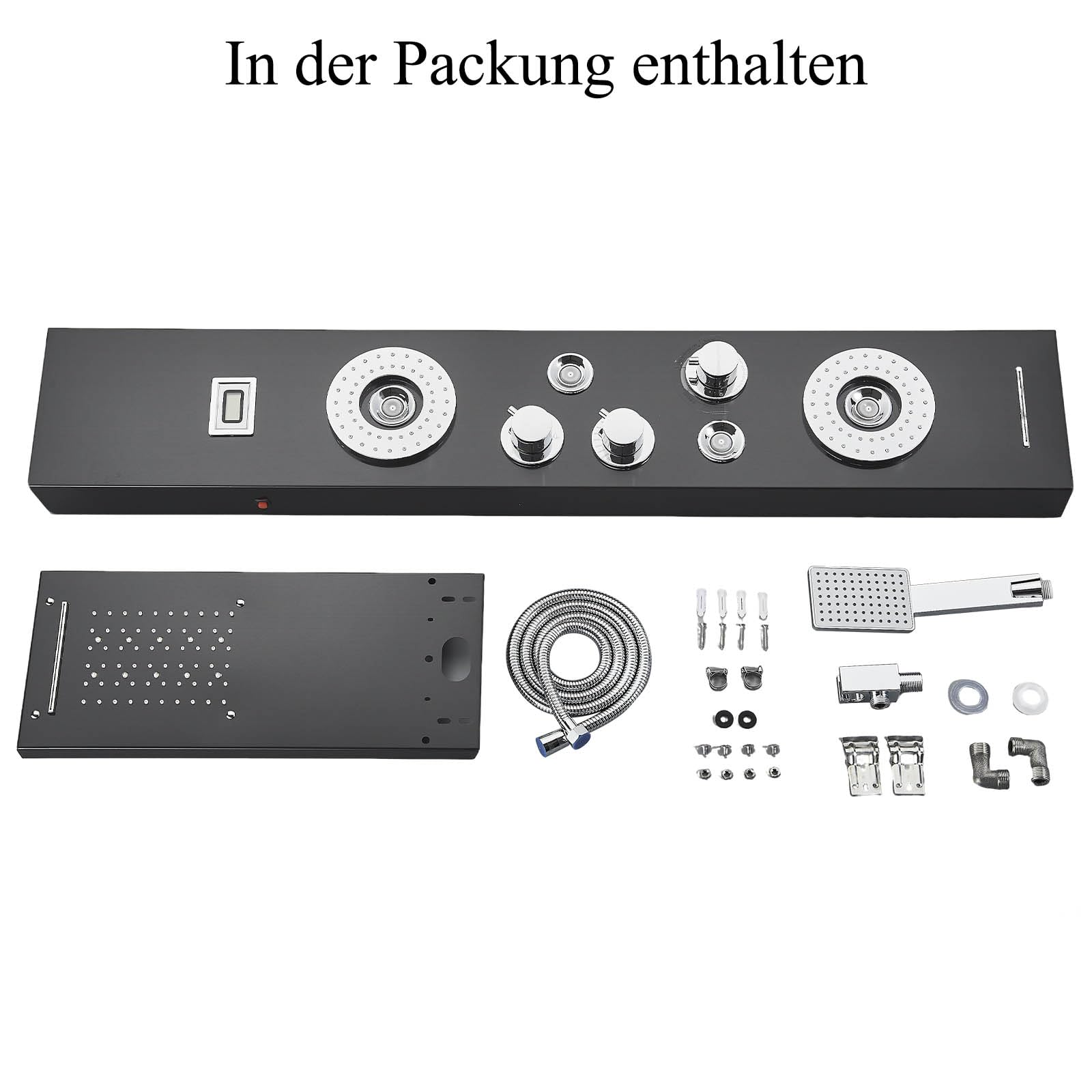 Duschpaneel LED Schwarz Edelstahl – 5 Duschfunktionen & Temperaturanzeige