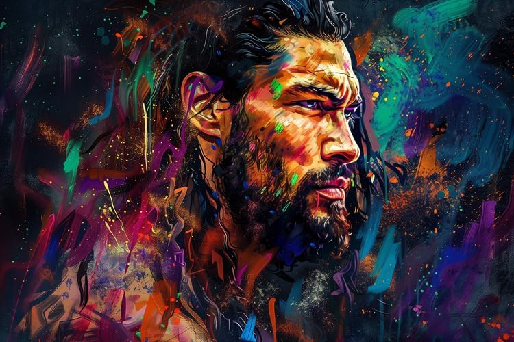 Generic Romans-Reigns Poster - Oil Painting Wall Art Birthday Party Poster, Home Decor Banner, Black