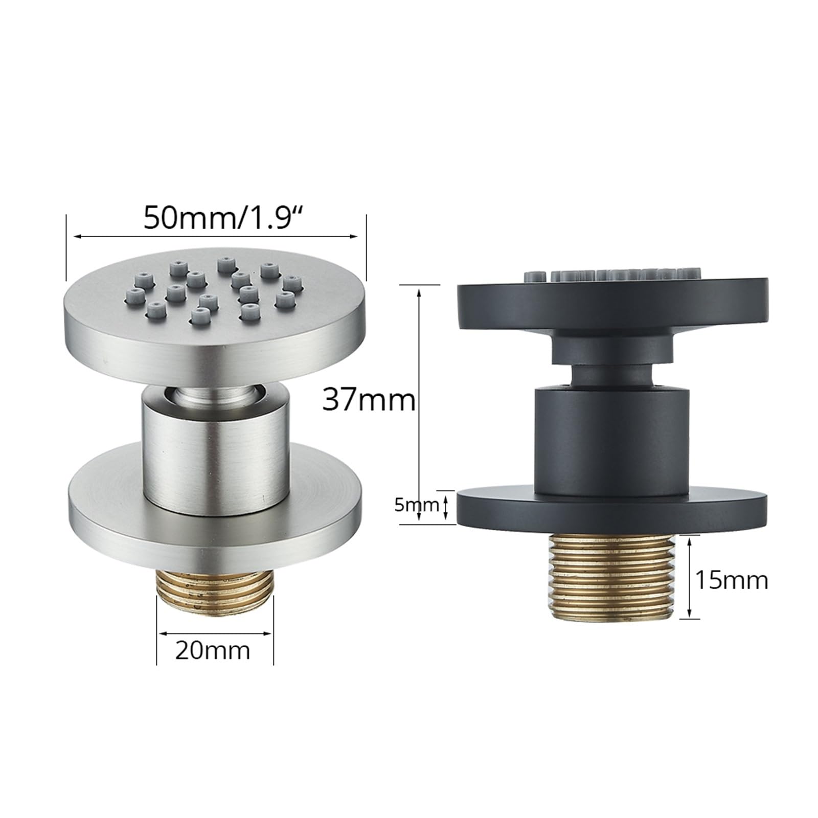 QTANZIQI Juego de Cabezal de Ducha Redondo Cepillado - 2 Piezas Accesorios para grifos de baño Ocultos para Sistemas de Ducha Rociador de Agua a Alta presión Fácil instalación