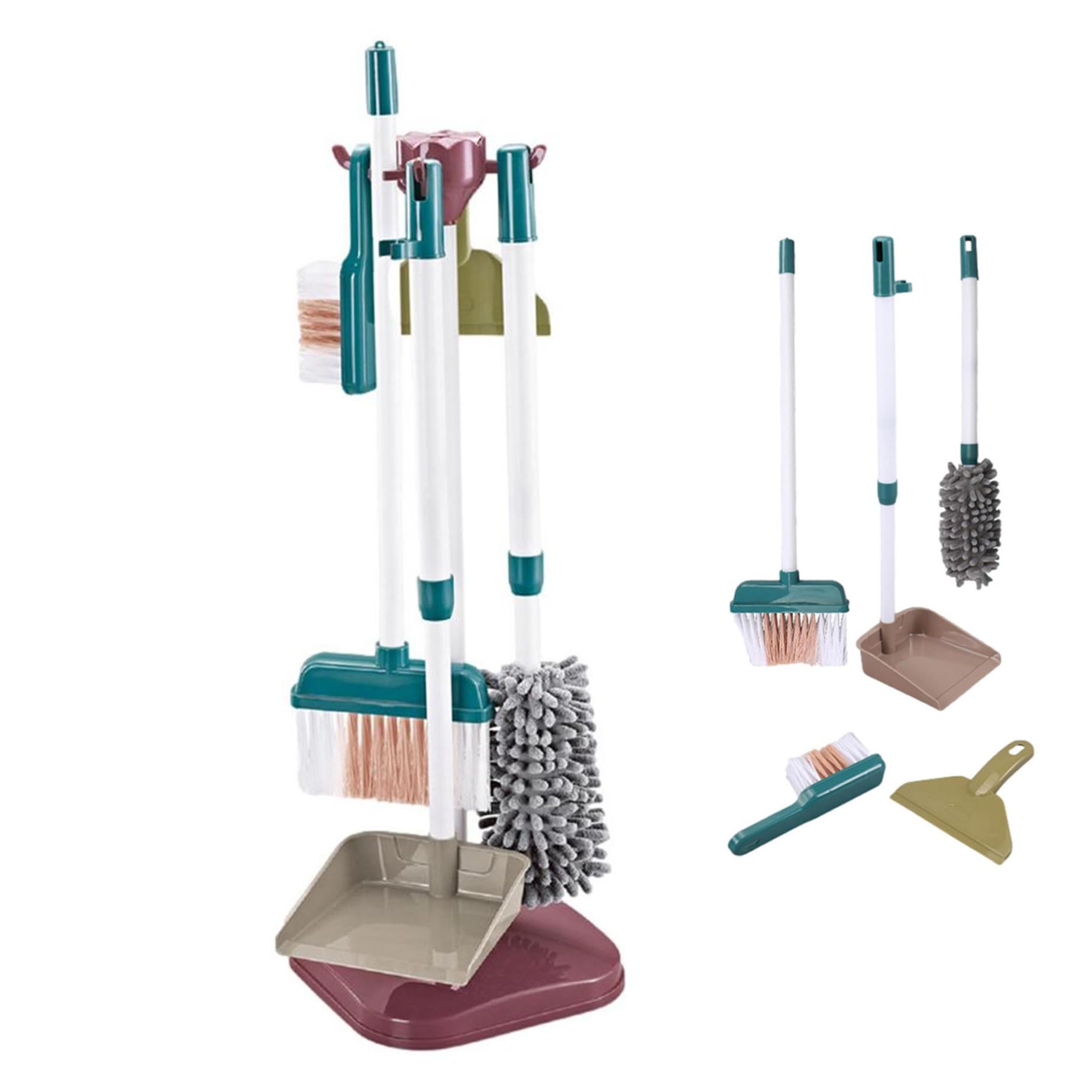 Juego de Limpieza para niños, 5 Piezas/Set fingen Jugar Juguetes de Limpieza para el hogar Cepillo de Barrido y Juguete de plumón para niños pequeños..