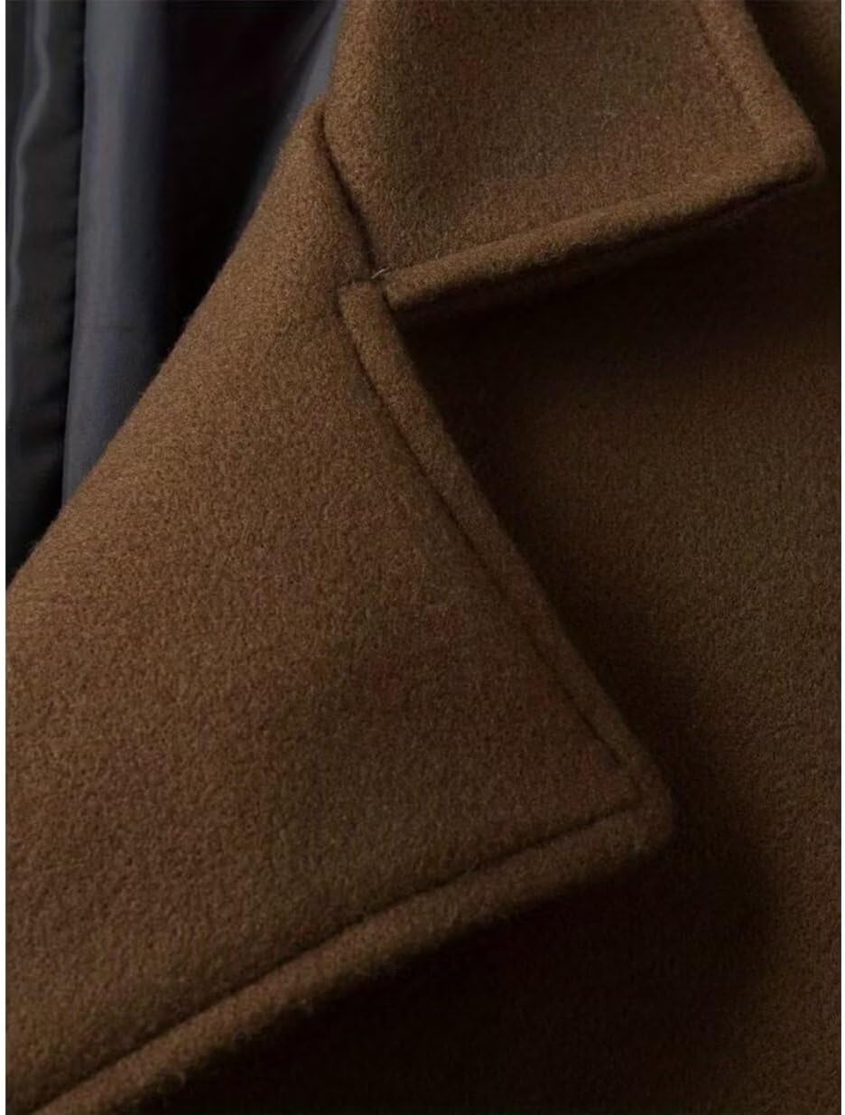 Close-up of a Brown Wool Overcoat Collar