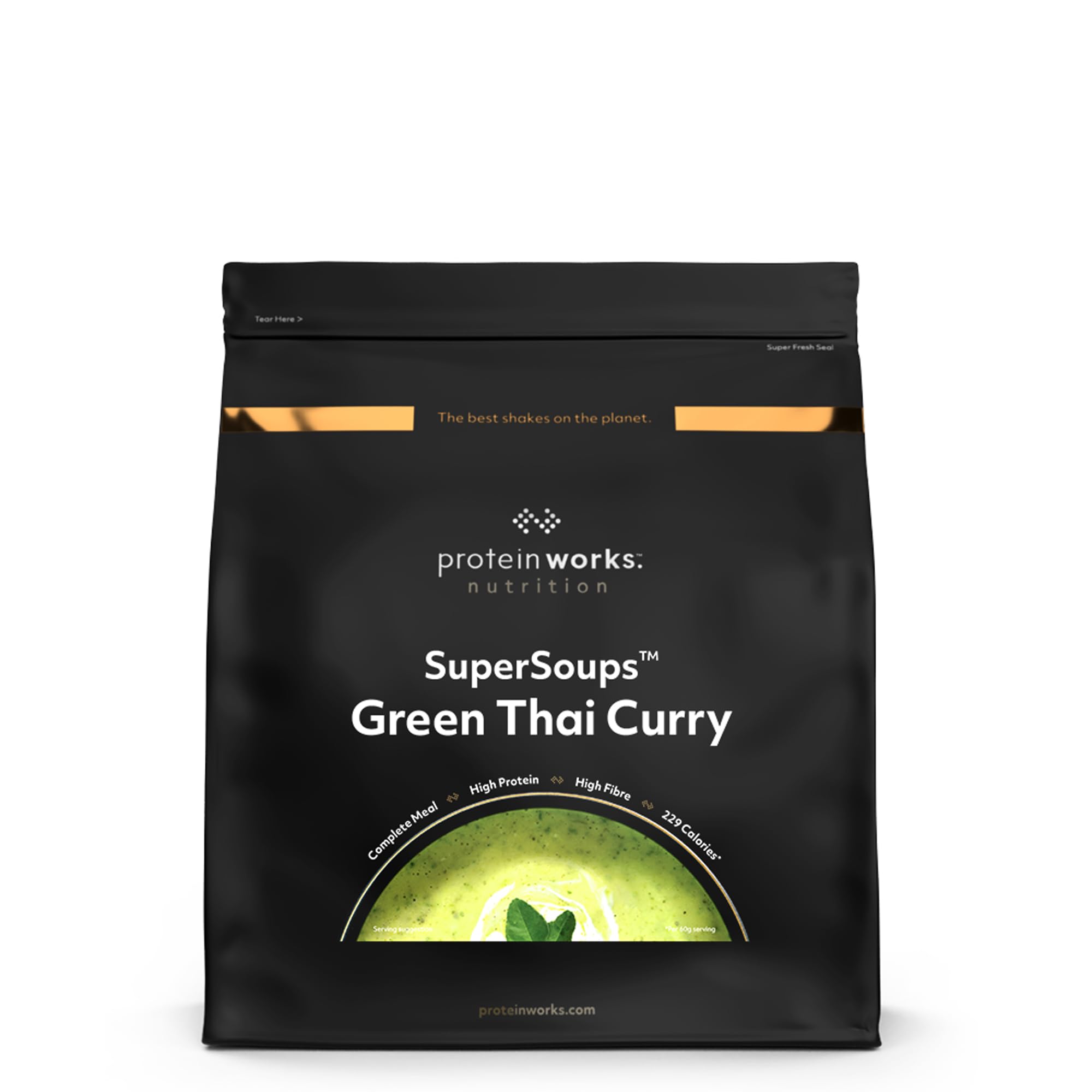 Protein Works - Super soupes, curry vert thaïlandais, soupe instantanée, moins de 230 calories, repas nutritif en moins de 5 minutes, riche en protéines, 600 g