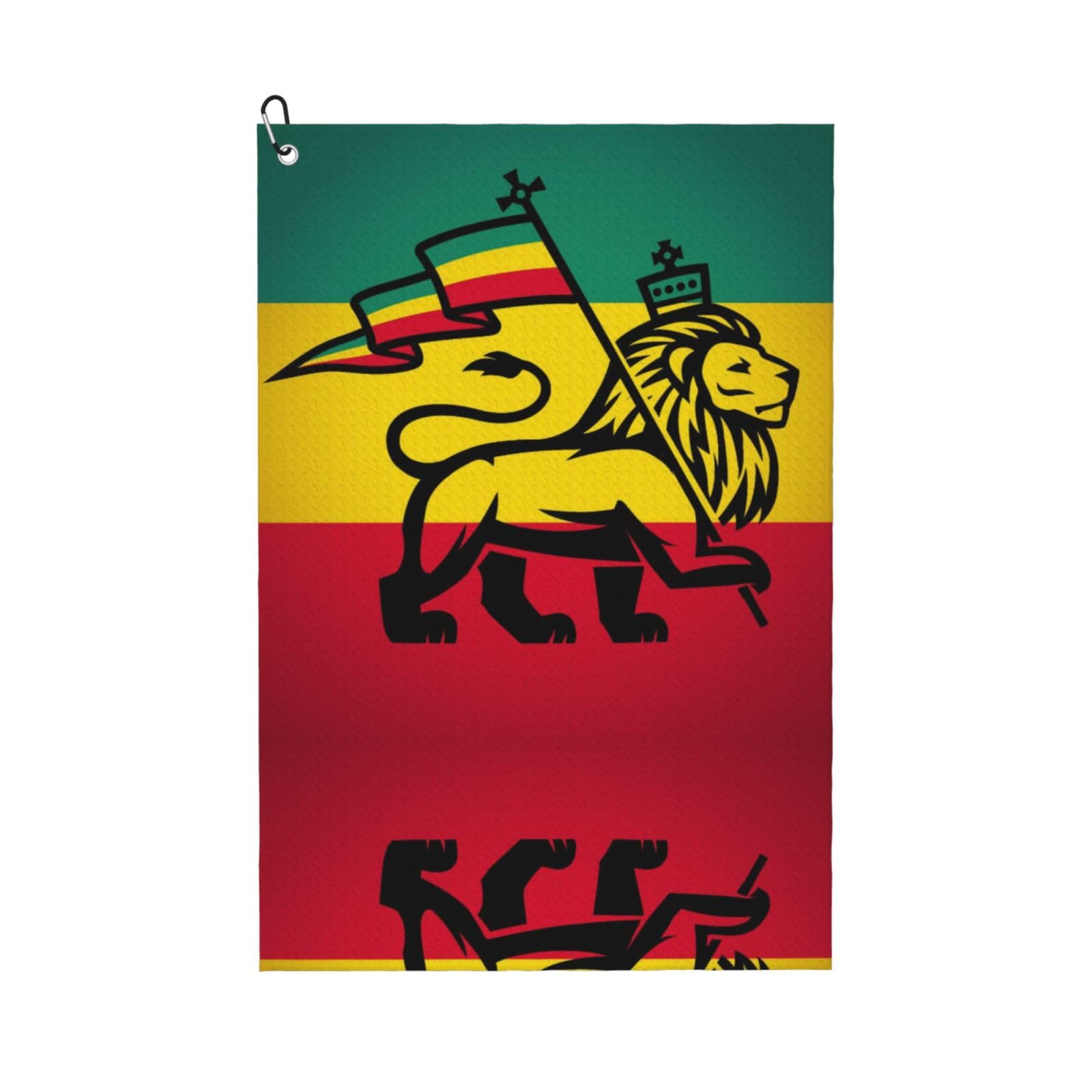 peiyeety Rasta Lion Judah Rastafari Flag Reggae Music Microfiber Golf Towel with Carabiner Clip, 16x24 Inch Absorbent Waffle Weave Towel for Golf Bags