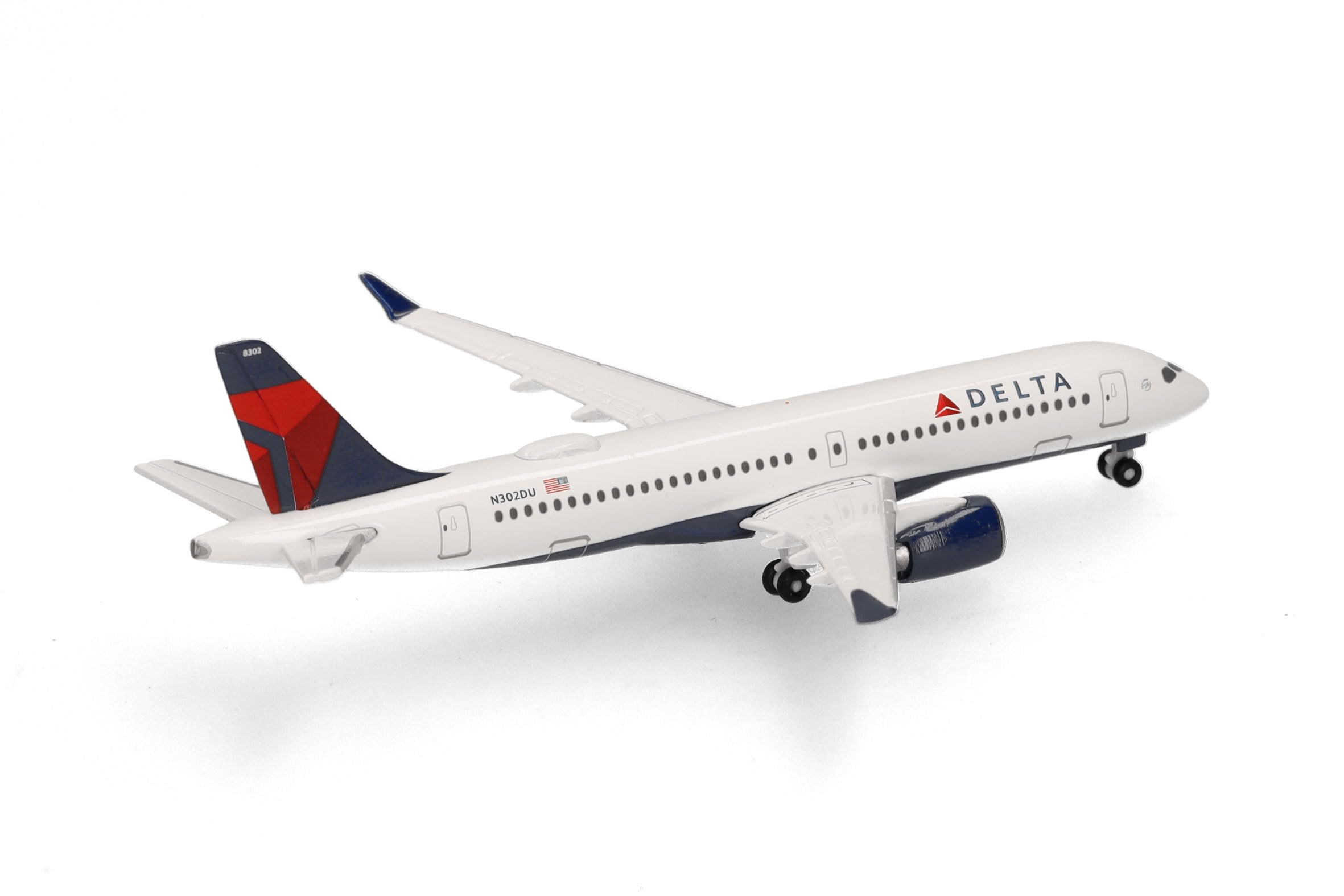 Herpa model samolotu Delta Air Lines Airbus A220-300, skala 1/500, model, egzemplarz kolekcjonerski, bez podstawki, figurka metalowa