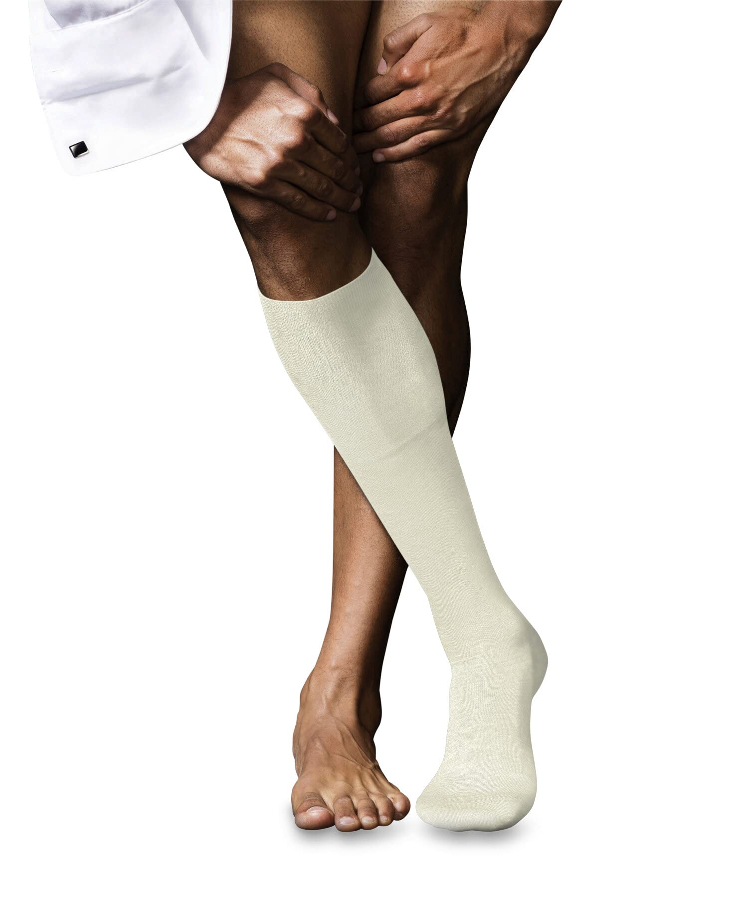 FALKE Men's No. 6 M Kh Wool Silk Long Plain Knee-High Socks 1 Pair, White Woolwhite 2060, 10-11