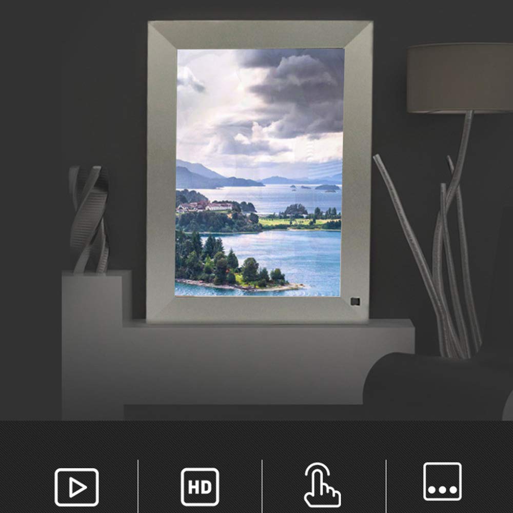 Marco De Fotos Digital De 10,1 Pulgadas, Pantalla IPS Full HD De 1280 X 800, Compatible con WiFi, Control Remoto, Rotación Automática, USB/Tarjeta SD, Color Gris Pla(Gris Plateado-10)