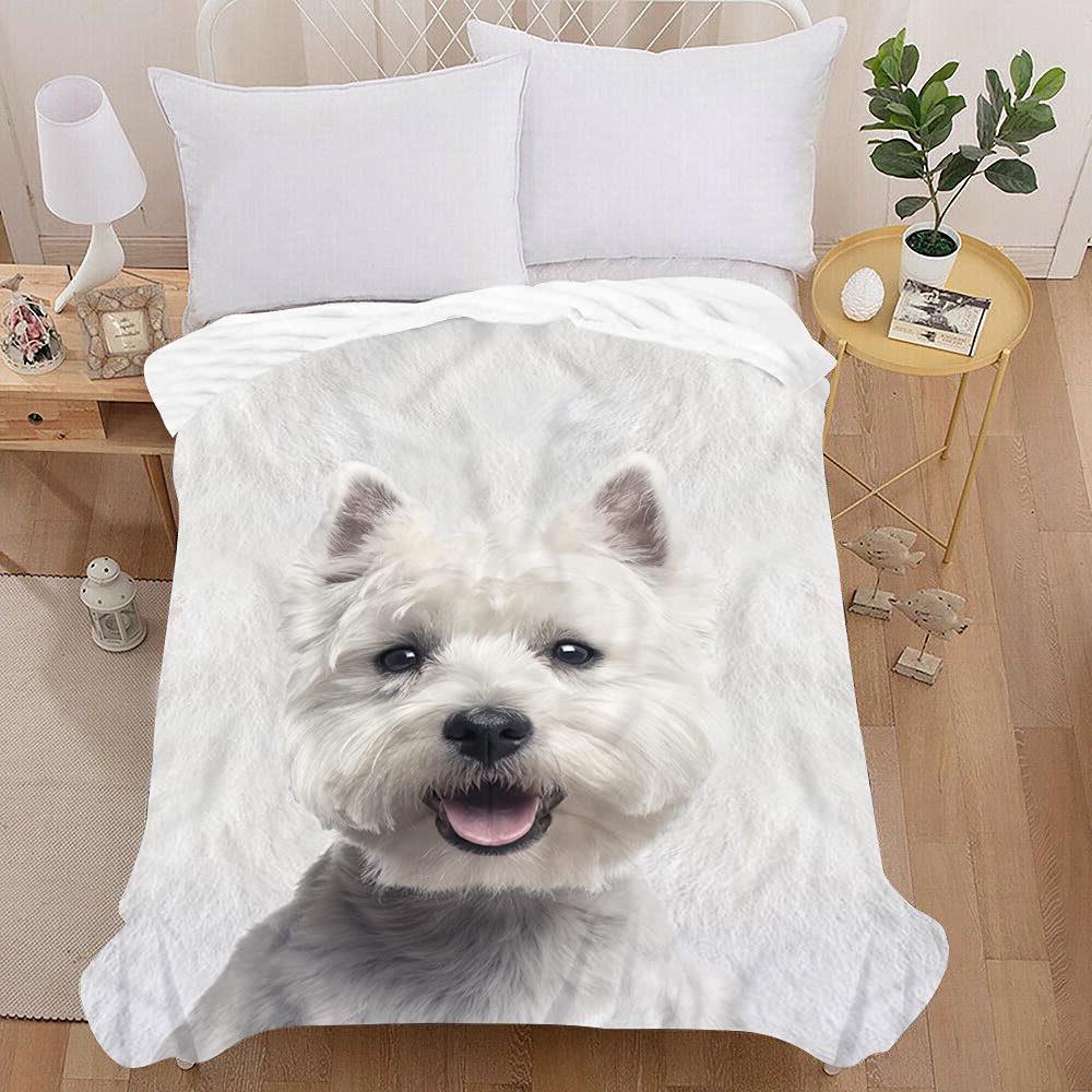 3D Puppy Flannel Blanket Throw, Treer Cozy Soft Throw Blanket Hug Blanket Home Decor for Bed, Sofa, Couch, Car and Travel (Cute puppy,150X130cm)