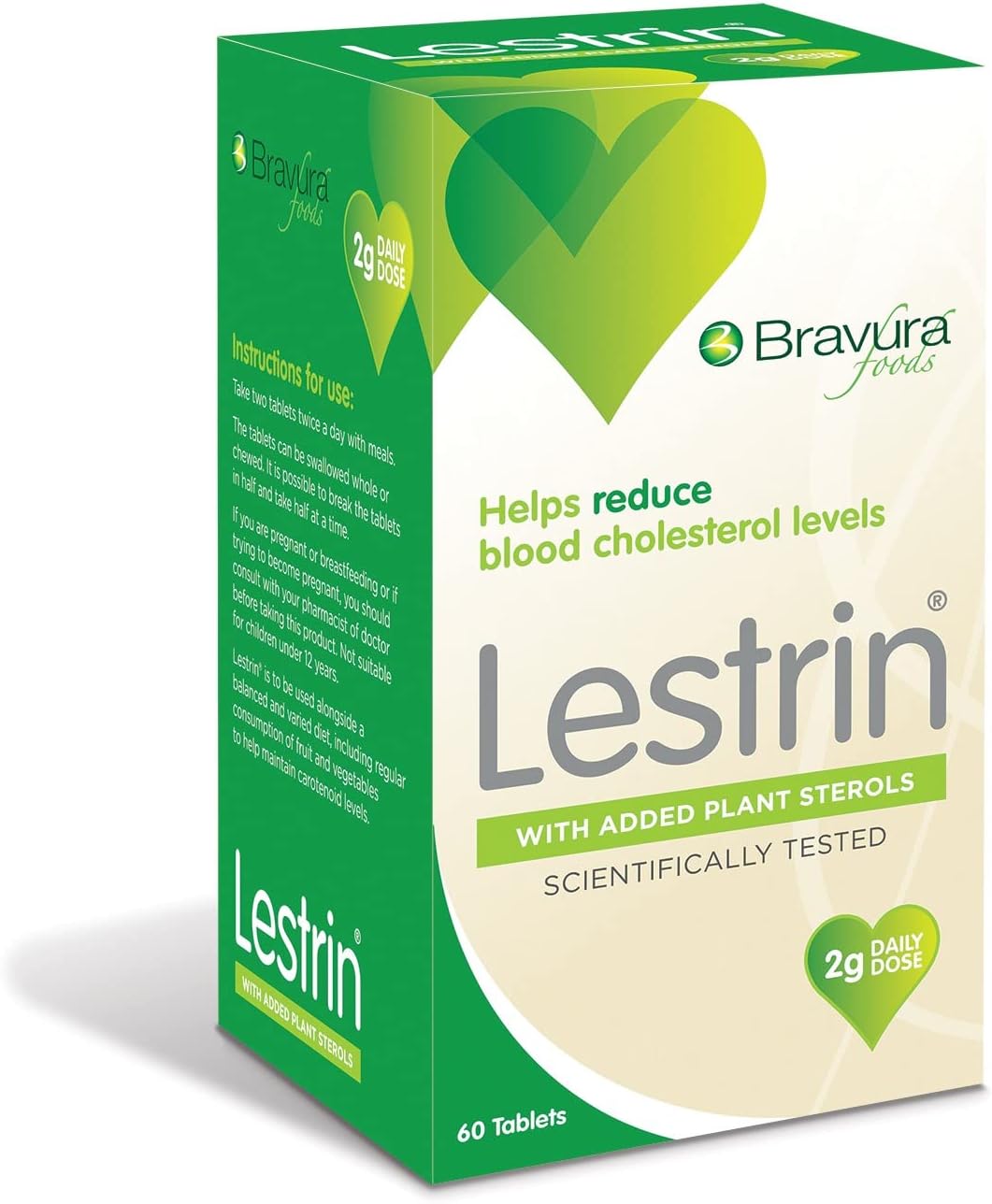 Lestrin Plant Sterols 60 tablets, Single Pack - Vanilla Flavour Food Supplement with Beta-sitosterol, Supports Healthy Blood Cholesterol Levels - Vegan & Vegetarian