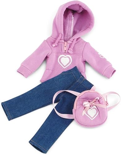Miniatura 1 de Emily Rose Muñeca de 14 pulgadas, 3 piezas, sudadera con capucha y corazón de San Valentín, conjunto de ropa de muñeca de 14 pulgadas con accesorio
