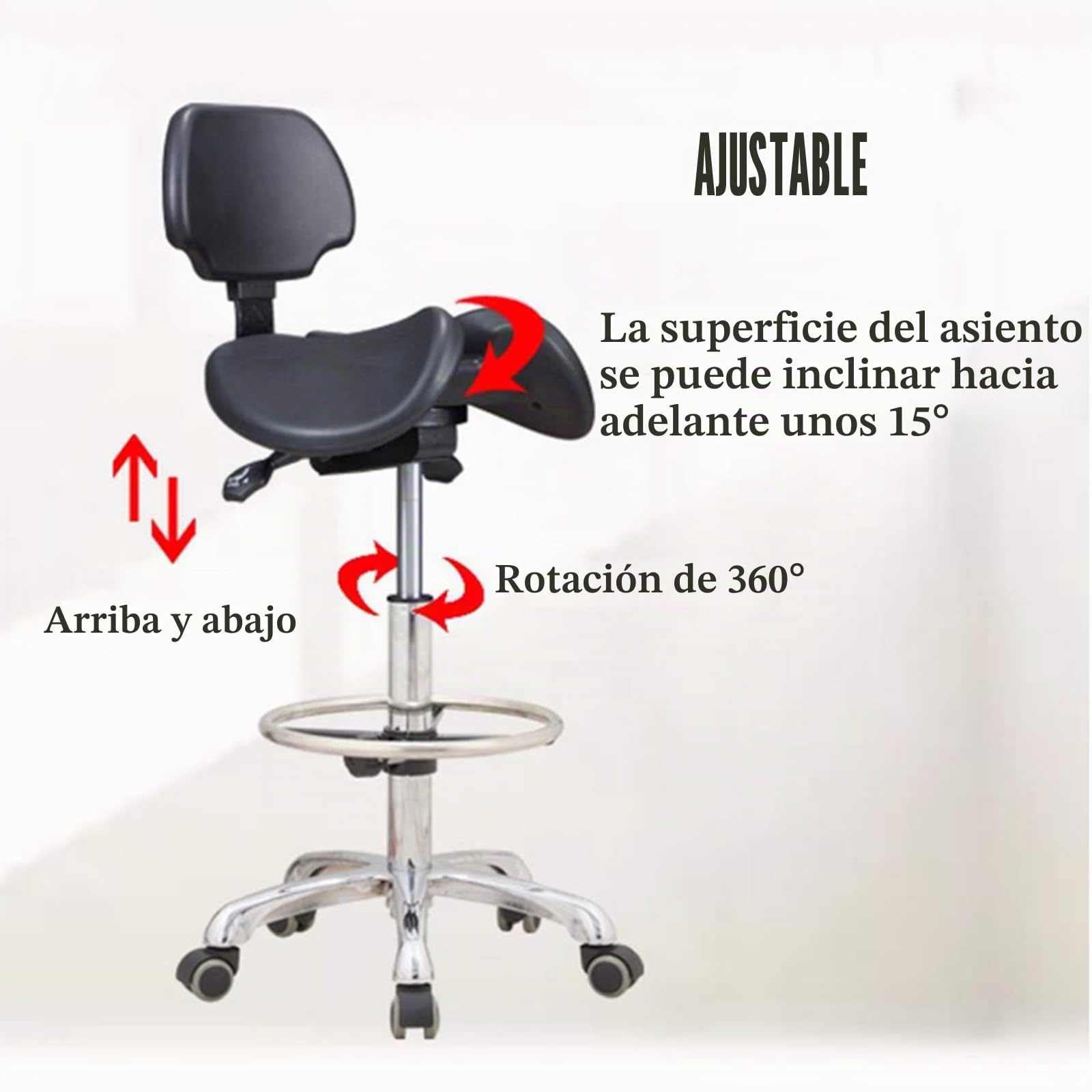 Silla de Dentista SFKLYU con Sillín Ergonómico, Taburete Ajustable con Elevación Hidráulica, A3