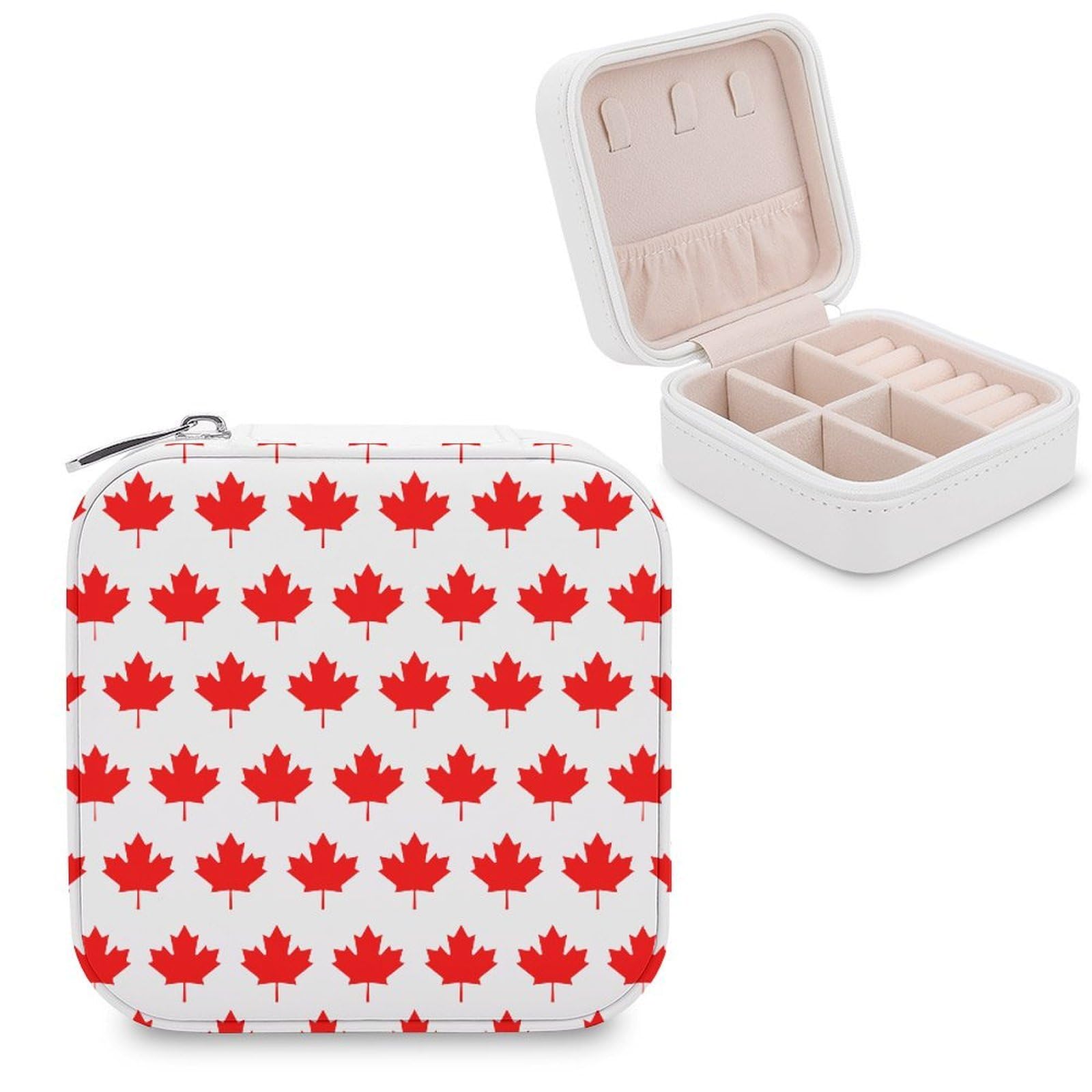 CUTJMDNGH Canada Flag Maple Jewelry Box for Women Jewellery Case Organizer Storage Boxes Craft