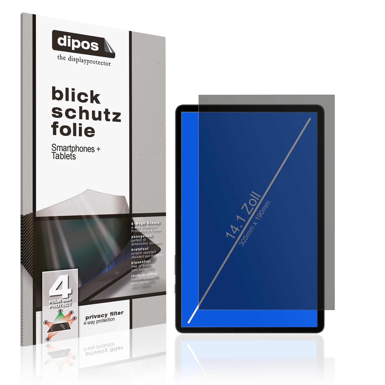dipos Pellicola Privacy per Universalgröße 14,1 Zoll (305 x 190 mm)