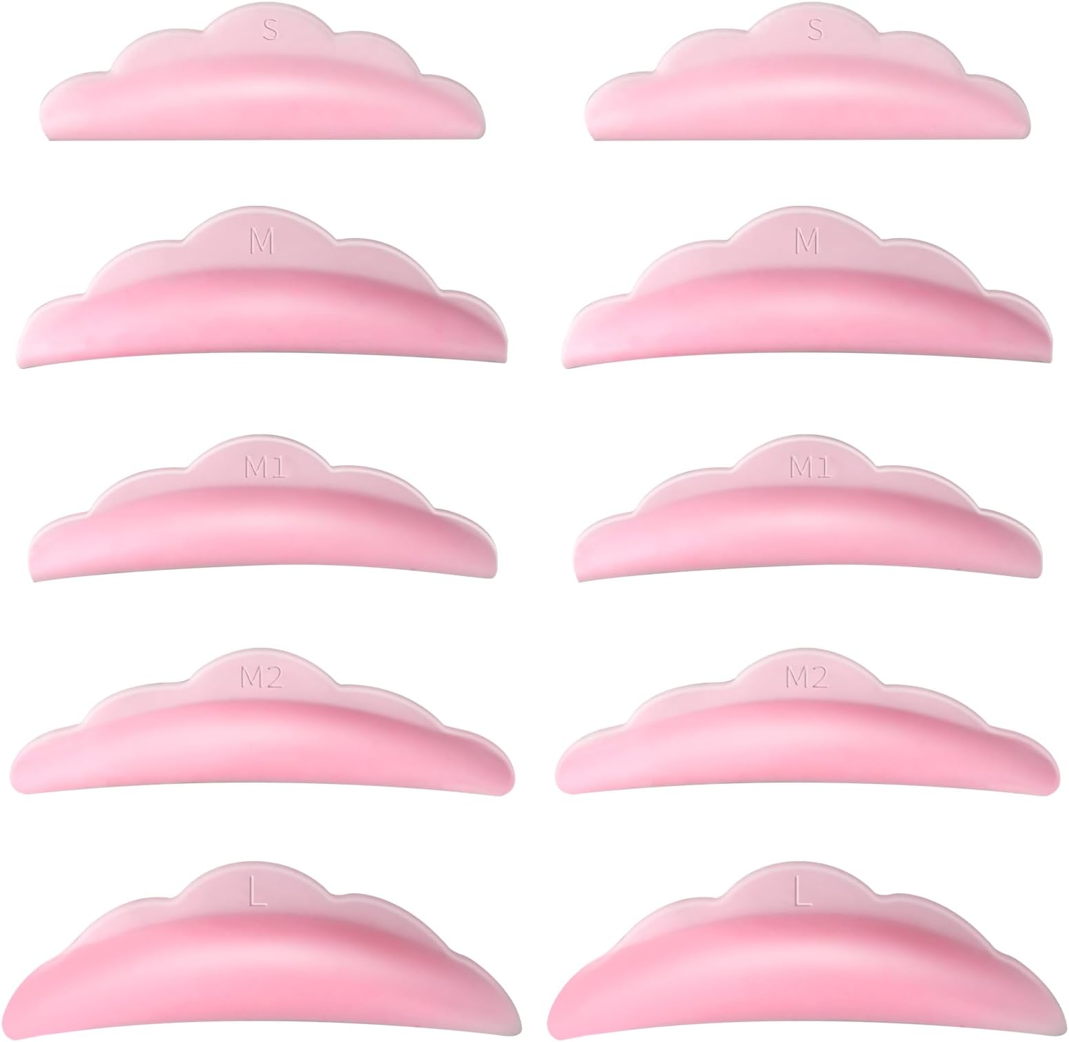 50 Pieces Lash Lift Rods, Silicone Pads Eyelash Shields for Perm Curls Kits, Silicone Eyelash Pads for Eyelashes Makeup Tool,5 Sizes S/M/M1/M2/L,Reusable Lash Lifting Pads Pink Eyelash Curler Supplies
