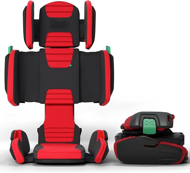 Mifold Hifold Siège de voiture booster à haut dos pour enfants réglable avec sangle – Rouge de course