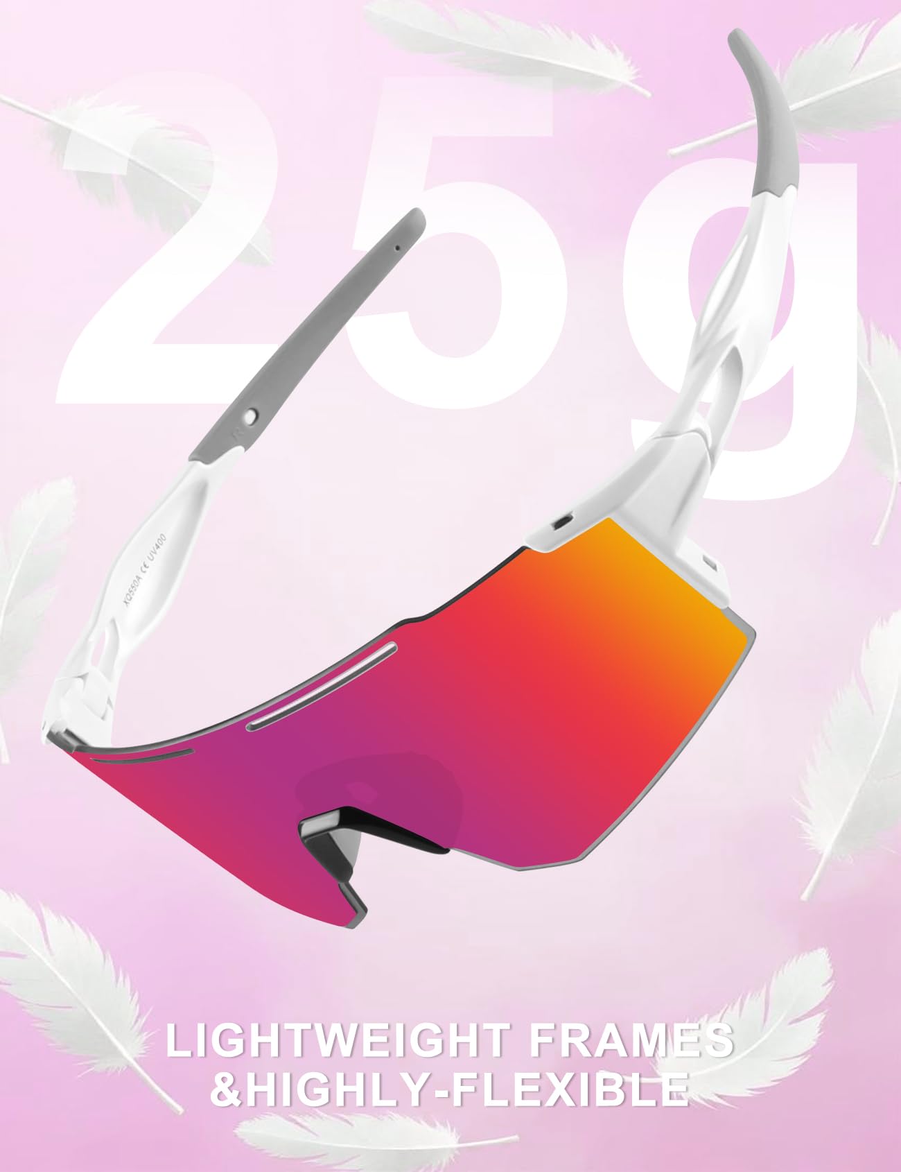 OULAIQI Gafas de sol polarizadas para hombre y mujer con 1 o 3 lentes intercambiables, 1 lente blanca y roja, L