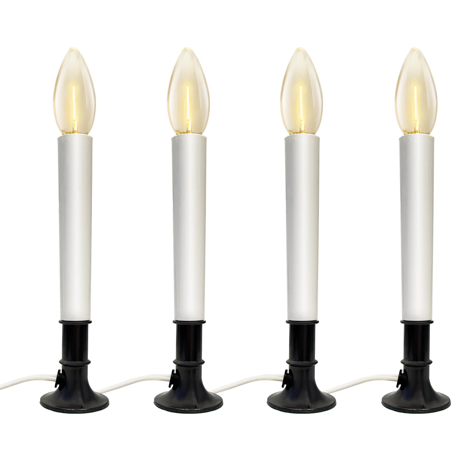 4 Pack Electric Christmas Window Candle Lamp, Nickel Brass Plated Base Christmas Candle Lamps with C26 LED Bulbs, Dusk-to-...