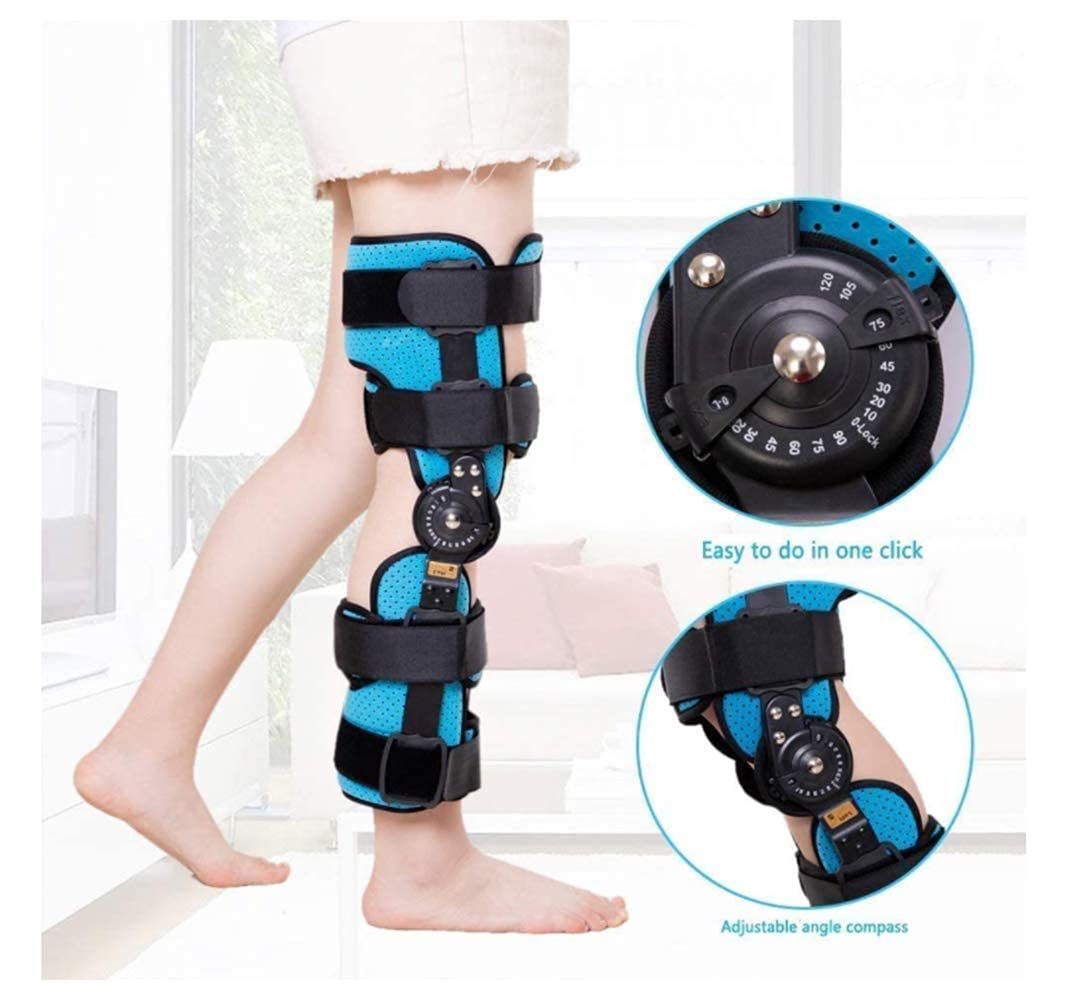 Inmovilizador de órtesis de Rodilla, estabilizador de férula de Rodillera con bisagras Ajustable para Fractura postoperatoria de Pierna, lesión de ligamento desgarro de menisco de Artritis ACL