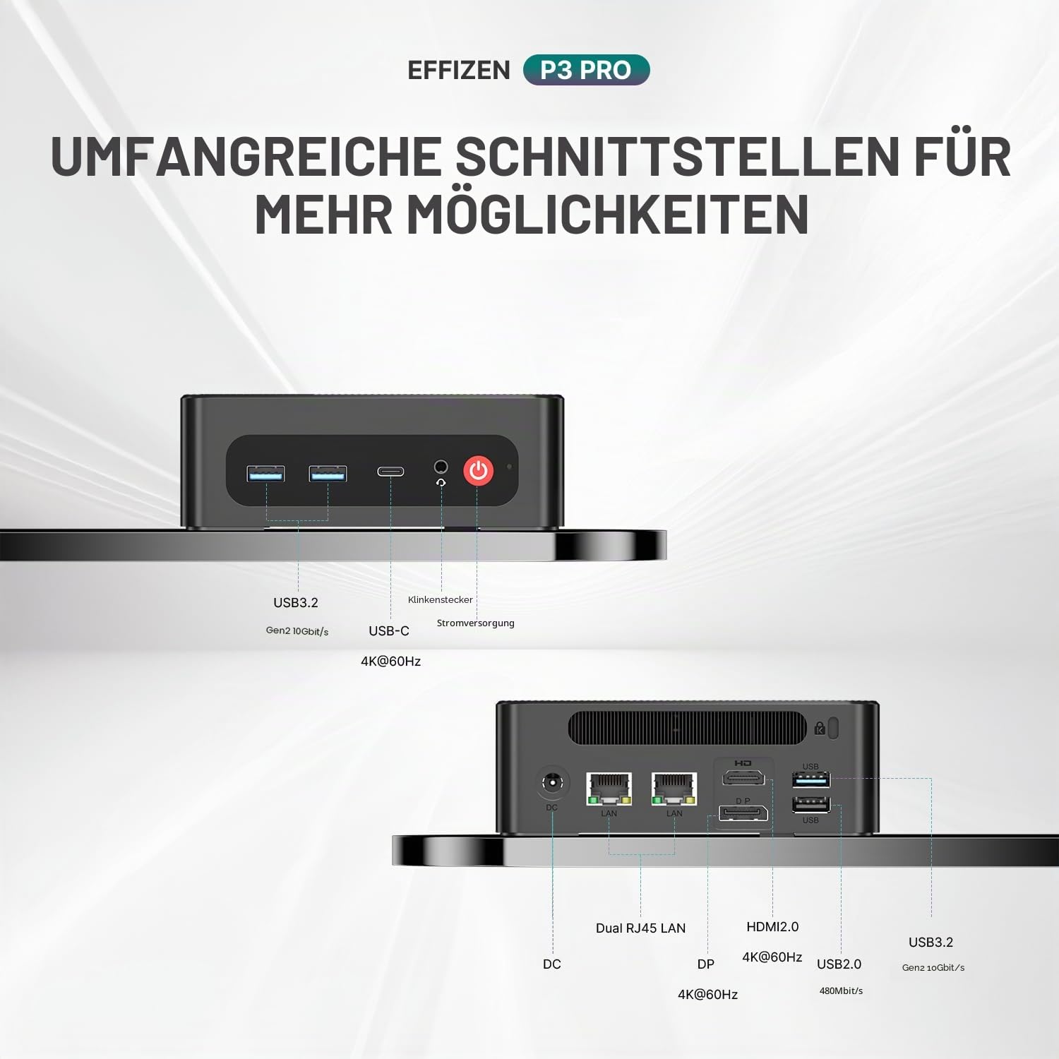 BOSGAME P3 Pro Büro- und Gaming-Mini-PC, Ryzen 9 7940HS (bis zu 5,2 GHz), 16 GB DDR5-RAM, 1 TB PCIe 4.0 SSD, Mini-Computer, 4K-Dreifachanzeige, HDMI 2.0/DP/USB-C, Dual-LAN, Wi-Fi 6E, BT5.2, Small PC