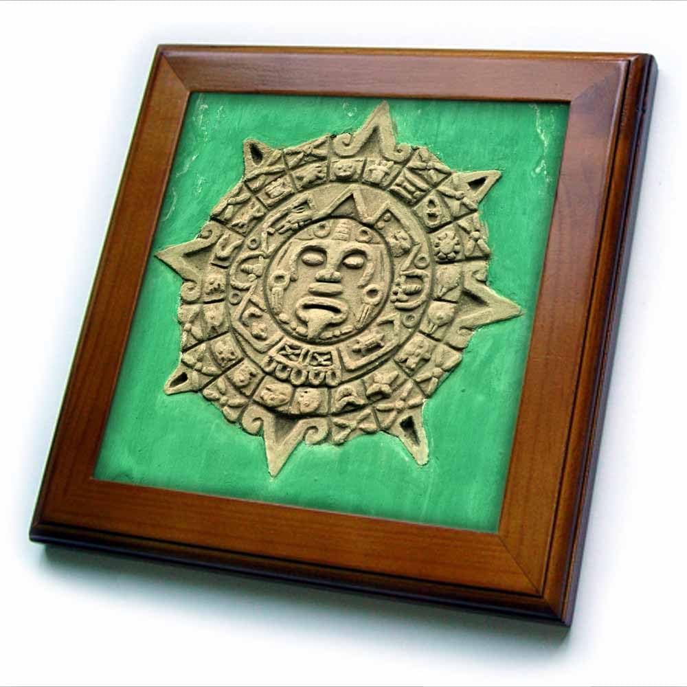 3dRose ft_86536_1 SA10 KWI0002 Guatemala, Antigua Mayan Calendar Adorns Facade Kymri Wilt Framed Tile, 8 by 8-Inch