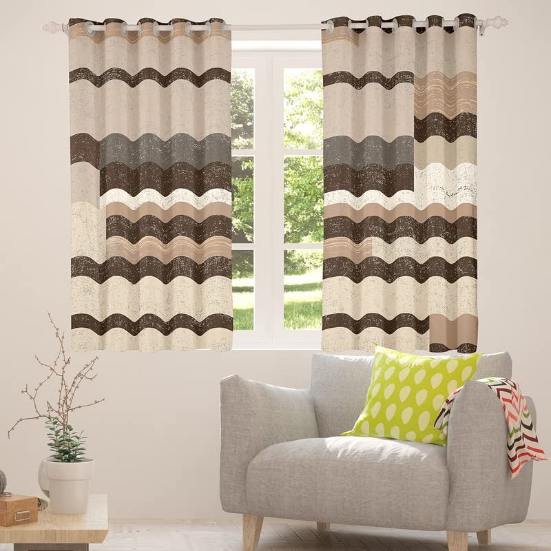 Tende A Strisce Geometriche Marroni Per Camera Letto – 2 Pannelli 66x72 Pollici (167,6x182,9 Cm) - 4