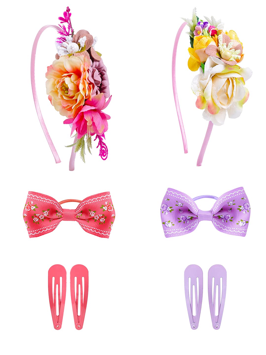 Melbees by Yellow Chimes Hair Bands for Girls Kids Hair Accessories Set for Girls Baby Floral Hair Band 2 Pcs Bow Rubber Bands 4 Pcs Hair Clips for Girls Kids Head Bands for Girls Kids & Toddlers (B09DGFQFMM) Amazon Price History, Amazon Price Tracker